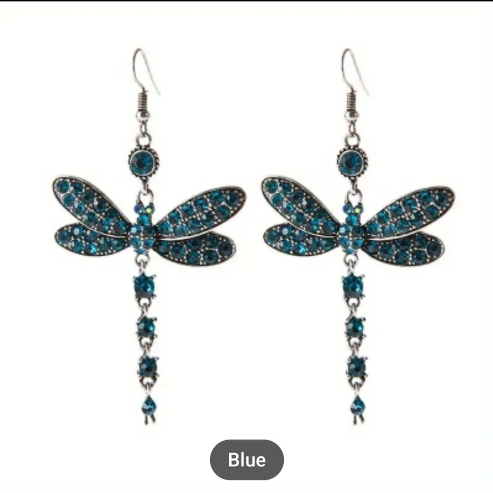 ‎Rhinestone Dragonfly Earrings